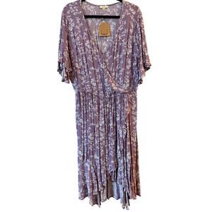NWT Kori America Plus Purple Floral Hi Low Dress XL